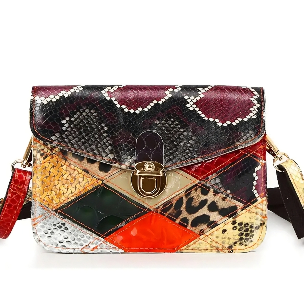 Multicolor Patchwork Crossbody Bag Colors Vary